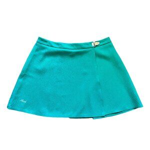 Vintage 70s 80s A-line teal tennis skirt size L